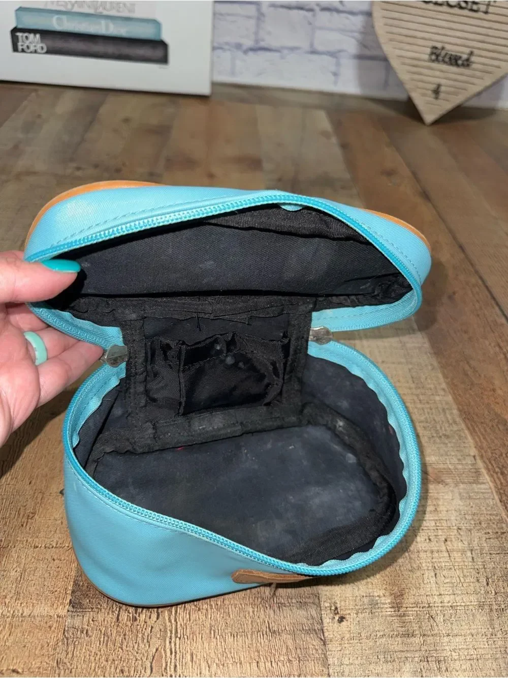 John Hart Mini Makeup Bag Case ocean blue coated canvas “payton”